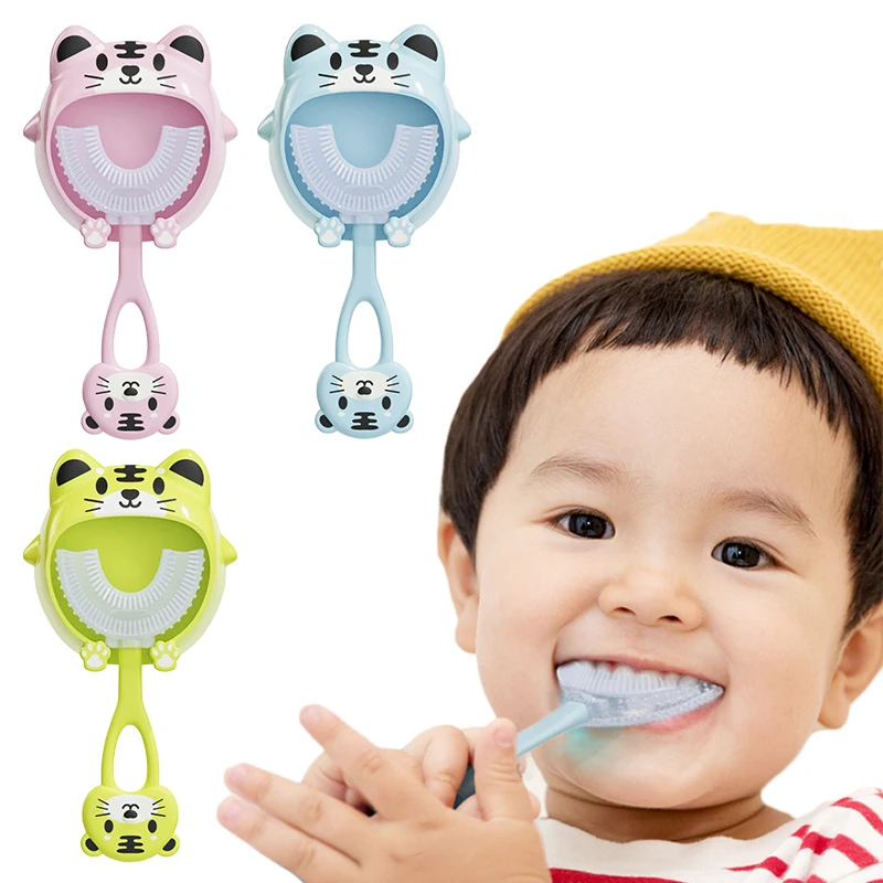 

2-12 Year-Old Silicone Baby Toothbrushes 360 Degree U-shaped Children Oral Care Cleaning Tooth Brush Infant Newborn Kids Teether