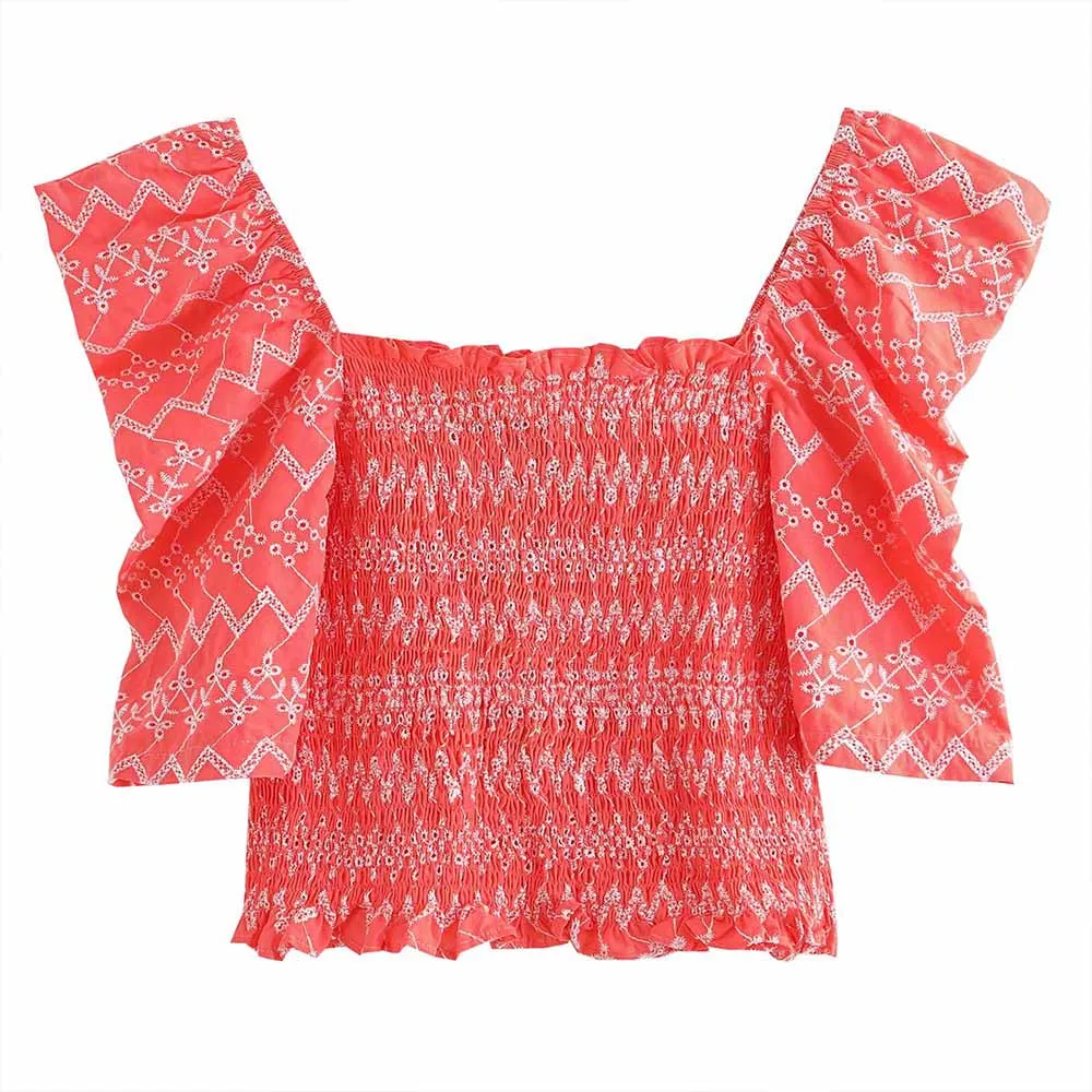 

ZATRHMBM 2022 женские весенне-летние новые европейские и американские модные короткие топы с квадратным вырезом и принтом