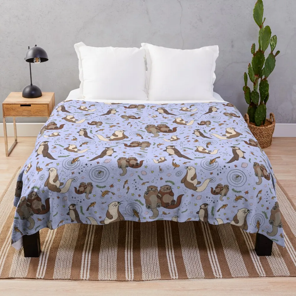 

Otters in Purple Throw Blanket Kid's blanket luxury designer blanket blankets for baby