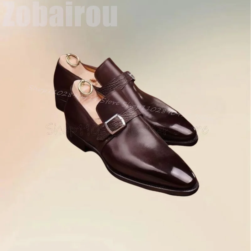 Туфли Burgandy мужские кожаные Декор заостренный носок без застежки роскошная
