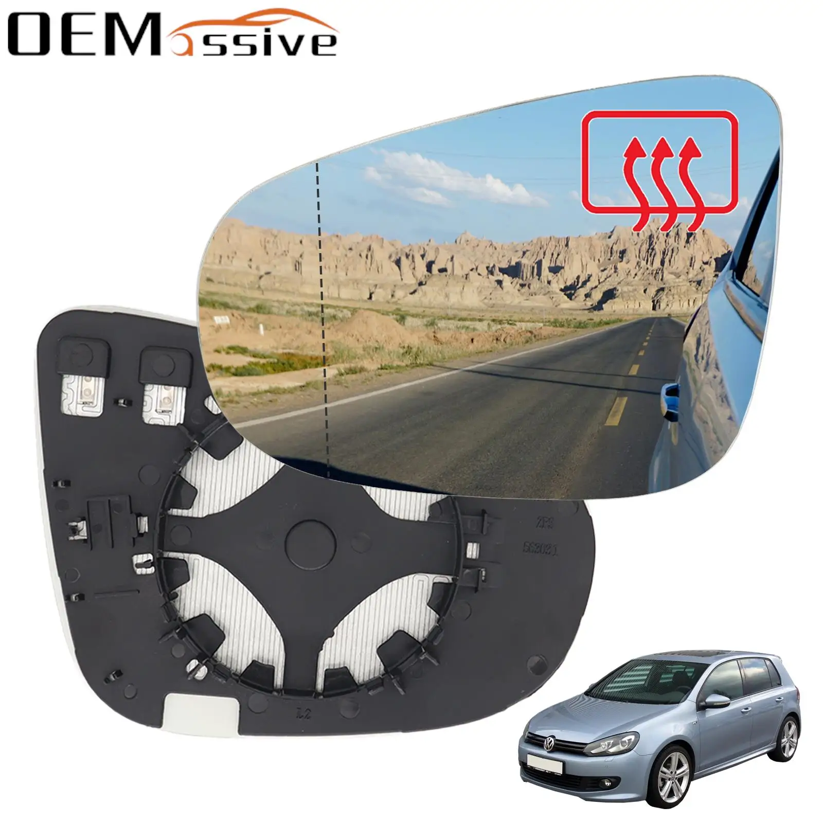 

Heated Side Rearview Car Mirror Side Wing Mirrors Glass Cover Mirror Housing Car Accessories Convex For VW Golf 6 MK6 2009-2012