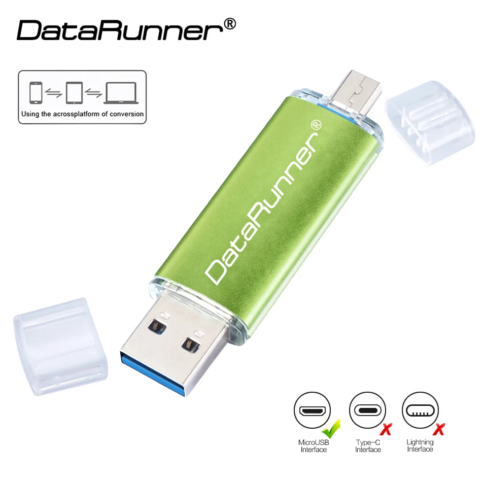 

USB флеш-накопитель DataRunner OTG 2 в 1 USB 3,0 и высокоскоростной флеш-накопитель 256 ГБ 128 Гб 64 ГБ 32 ГБ 16 ГБ