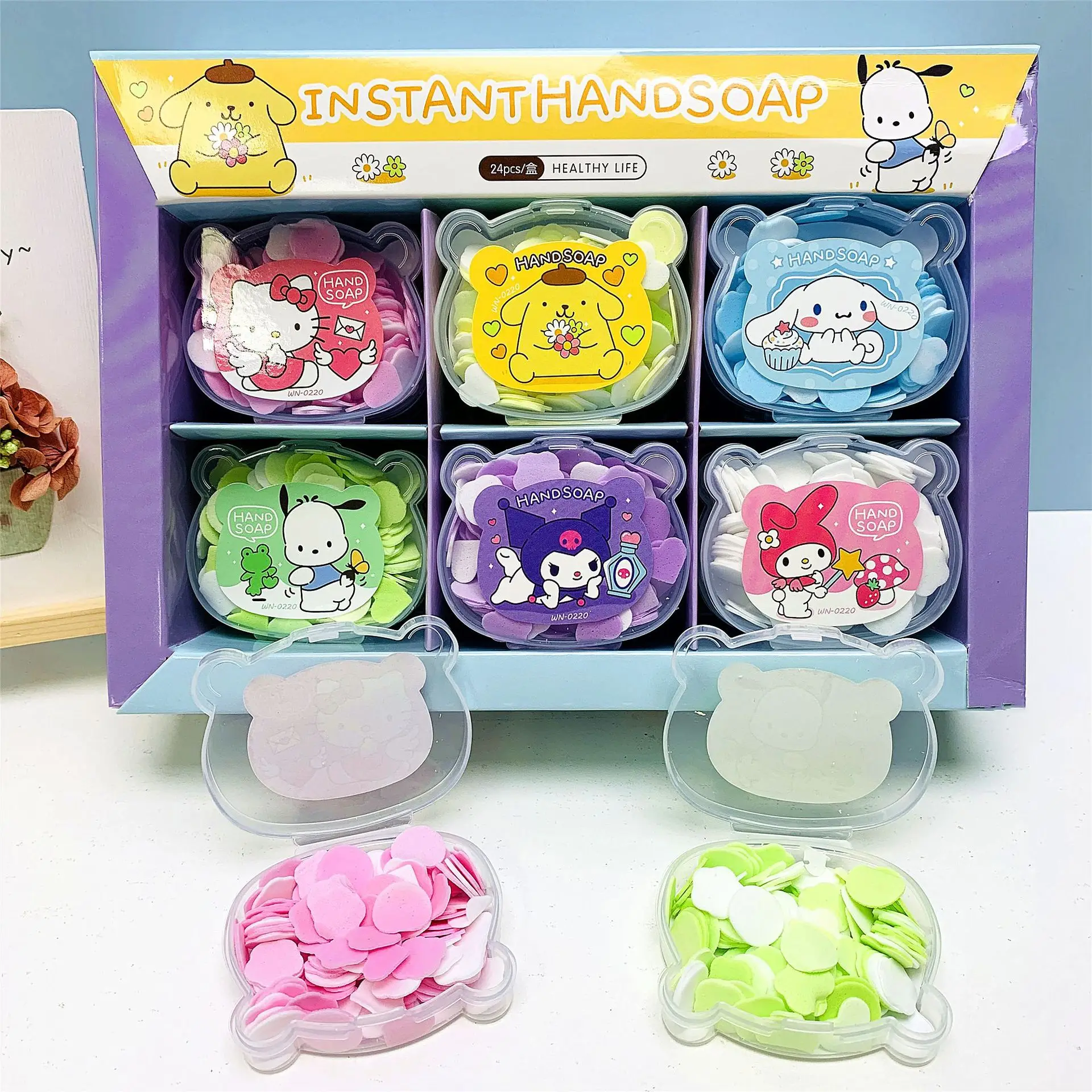 Новинка Стикеры для мыла Sanrio с цветами стикеры 24 предмета антибактериальный
