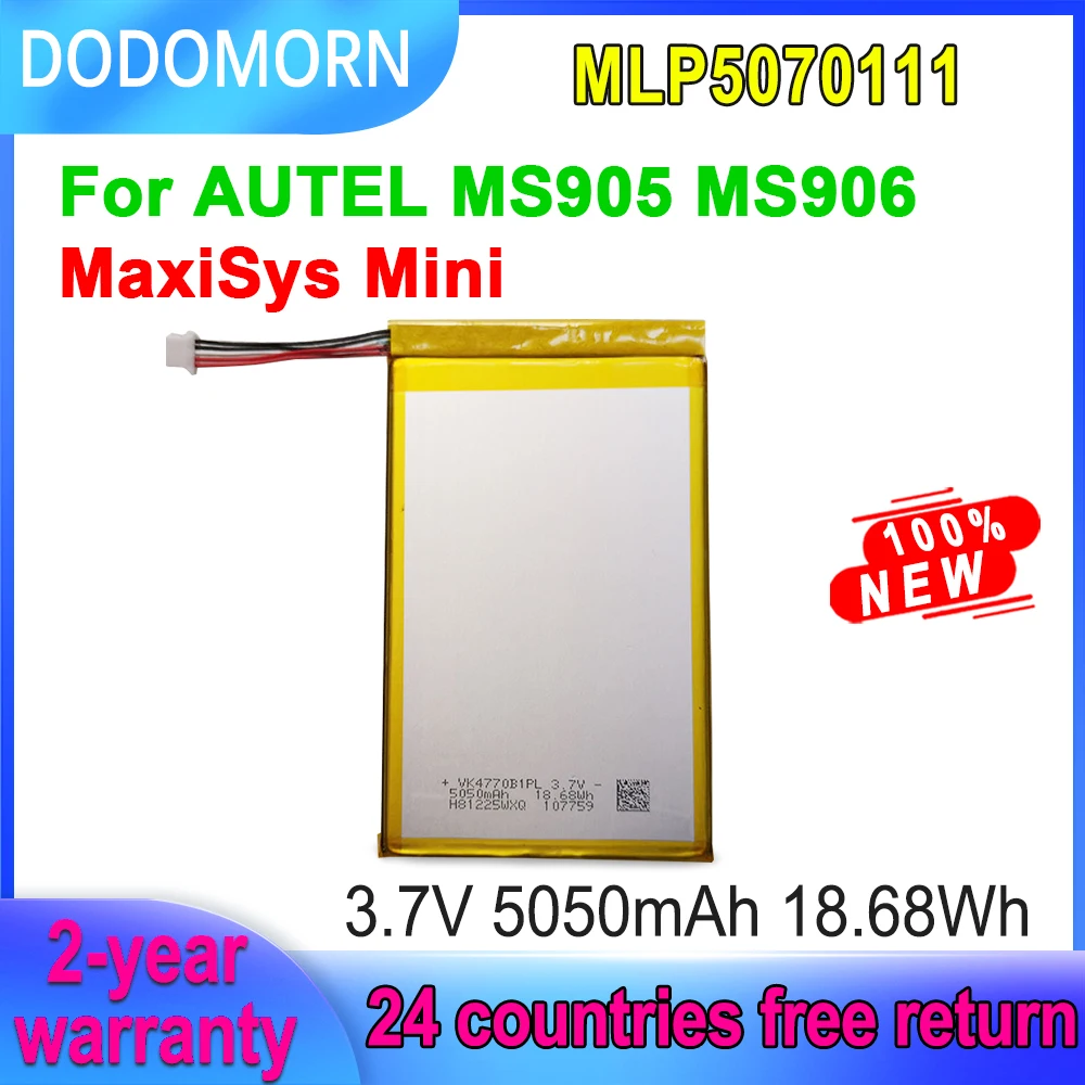 Аккумулятор DODOMORN 5050 мАч MLP5070111 для AUTEL MaxiSys Mini MS905 MS906 MK808 MK808BT MK808TS, замена, быстрая доставка, 3,7 в