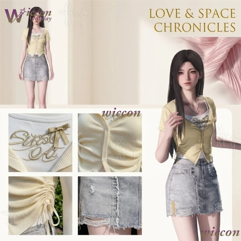 Фото Костюм для косплея Cos C COS Love And Deepspace MC Warm Afterglow: вязаное платье, майка и кардиган в стиле аниме, милый комплект Лолита №2