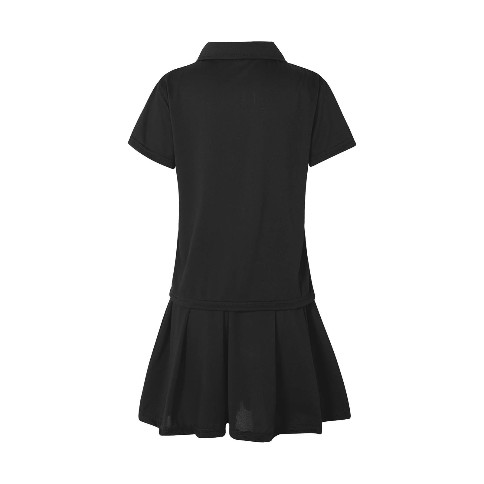 Kids Girls Casual Tennis Dress Set Tracksuit Short Sleeve Two-piece Sport Suit Turn-down Collar T-shirt Mid Waist Pleated Skirts