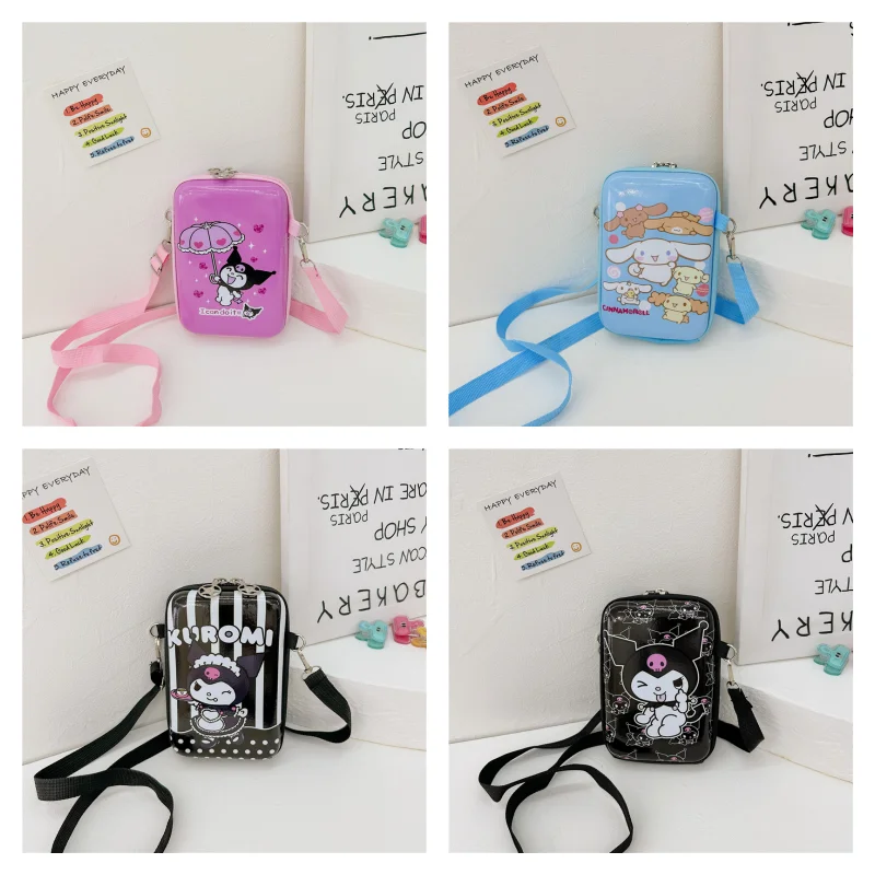 

Милая Детская сумка через плечо Kuromi Cinnamoroll Sanrio с героями мультфильмов, креативная водонепроницаемая сумка через плечо с кавайным принтом, сумка для хранения