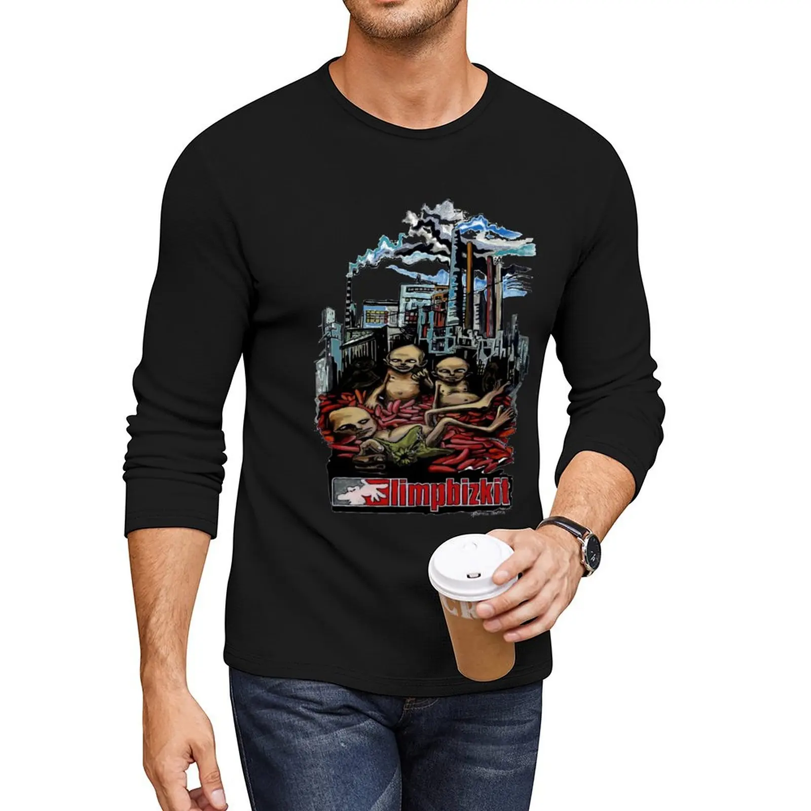 Limp Bizkit Long T-Shirt черная футболка для мальчика футболки с рисунком быстросохнущая