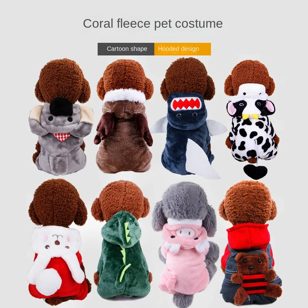 

Pet Clothes Dog Clothes Coral Fleece Four-legged Cartoon Shape-shifting Clothes Puppy Clothes Role Play