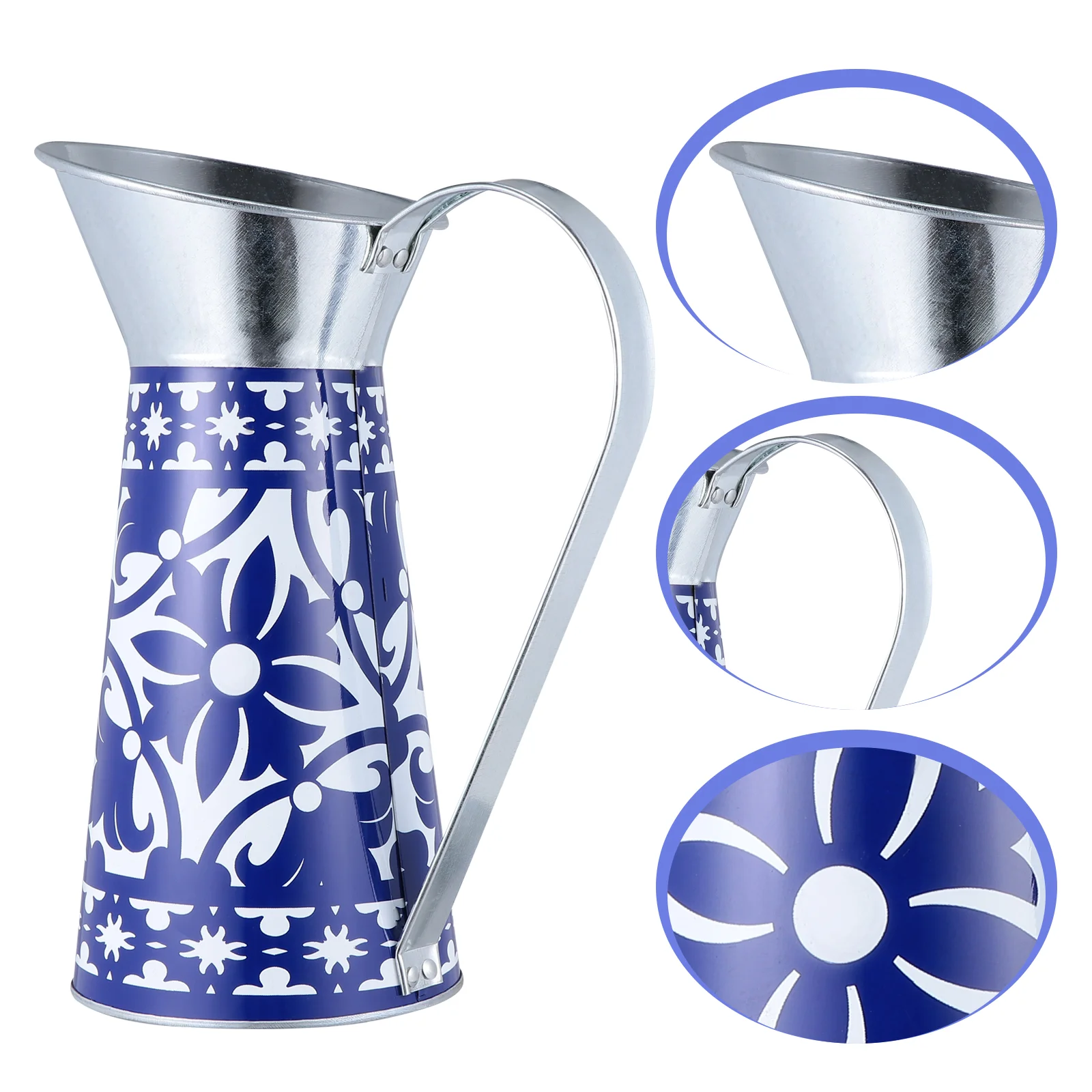 

Metal Flower Vases Decorative Vase Rustic Bucket Holder Vintage Galvanized Pitcher Planter French Farmhouse Shabby Desktop Tall