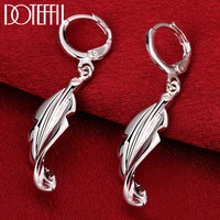 doteffil 925 sterling silver twisted leaves drop earrings charm women jewelry fashion wedding engagement party gift