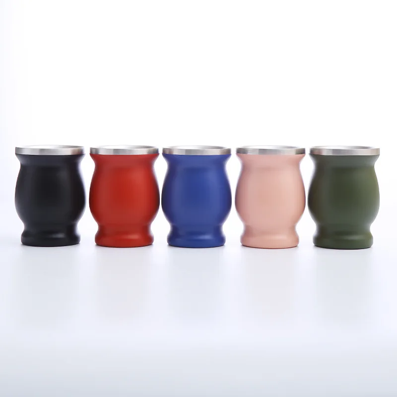 

8oz Yerba Mate Stainless Steel Mate Tea Cup Gourd-shaped Belly Cup Double Walled Coffee Tea Cup Dropshipping