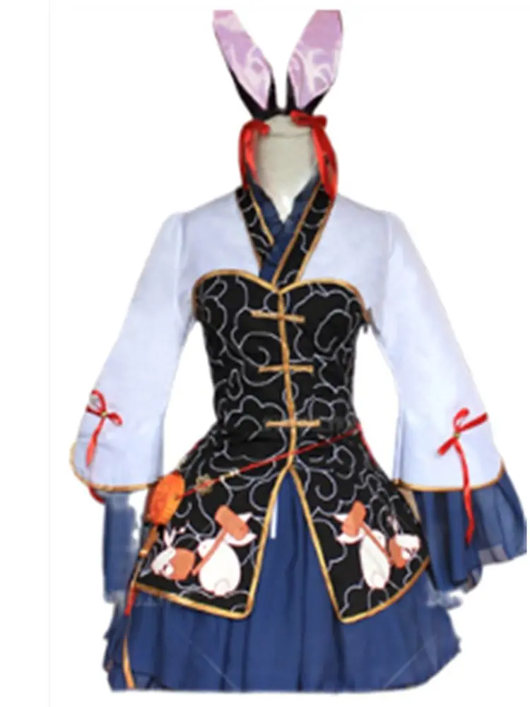 

Miracle Nikki Hot Game Cosplay Dress Chinese Style Sweet Lovely Kawaii Lolita Dress Costume Black Girls Jade Rabbit Cos Suit