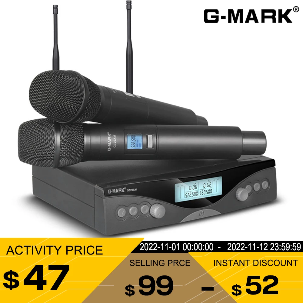 Najtaniej Bezprzewodowy Mikrofon G-MARK G320AM Profesjonalny UHF 2 Kanały Karaoke Mic Ręczny Automatyczny Regulacja Częstotliwości 100M Najtaniej Bezprzewodowy Mikrofon G-MARK G320AM Profesjonalny UHF 2 Kanały Karaoke Mic Ręczny Automatyczny Regulacja Częstotliwości 100M