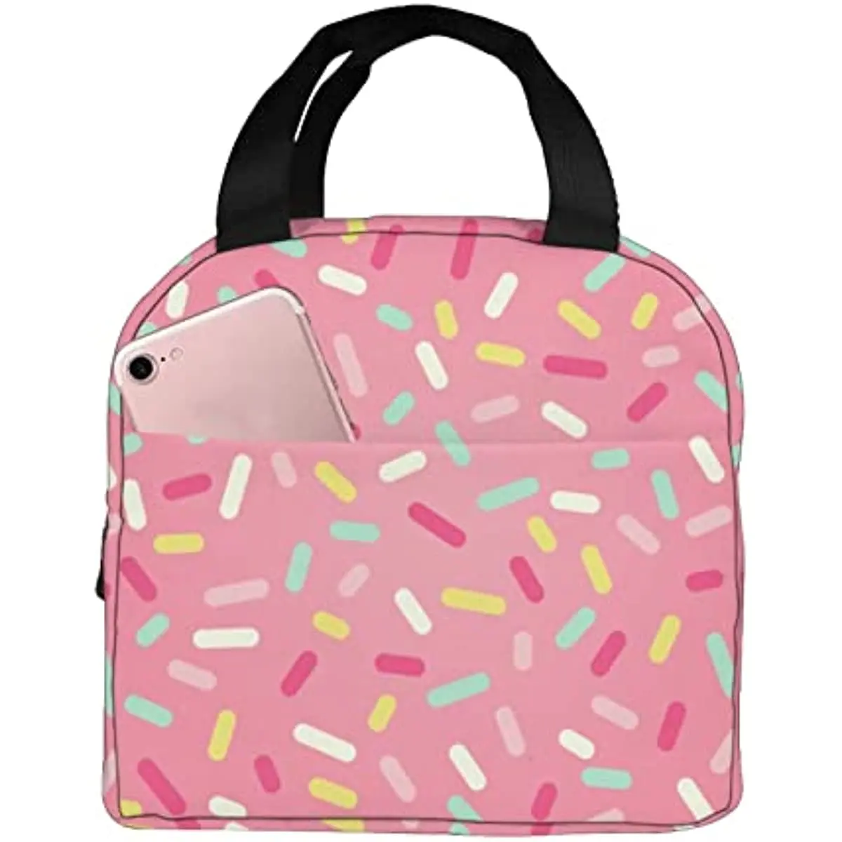 

Pink Donut Glaze Portable Lunch Bag for Women Men Pink Insulated Cooler Tote Bag Reusable Lunch Box for Travel Picnic Work