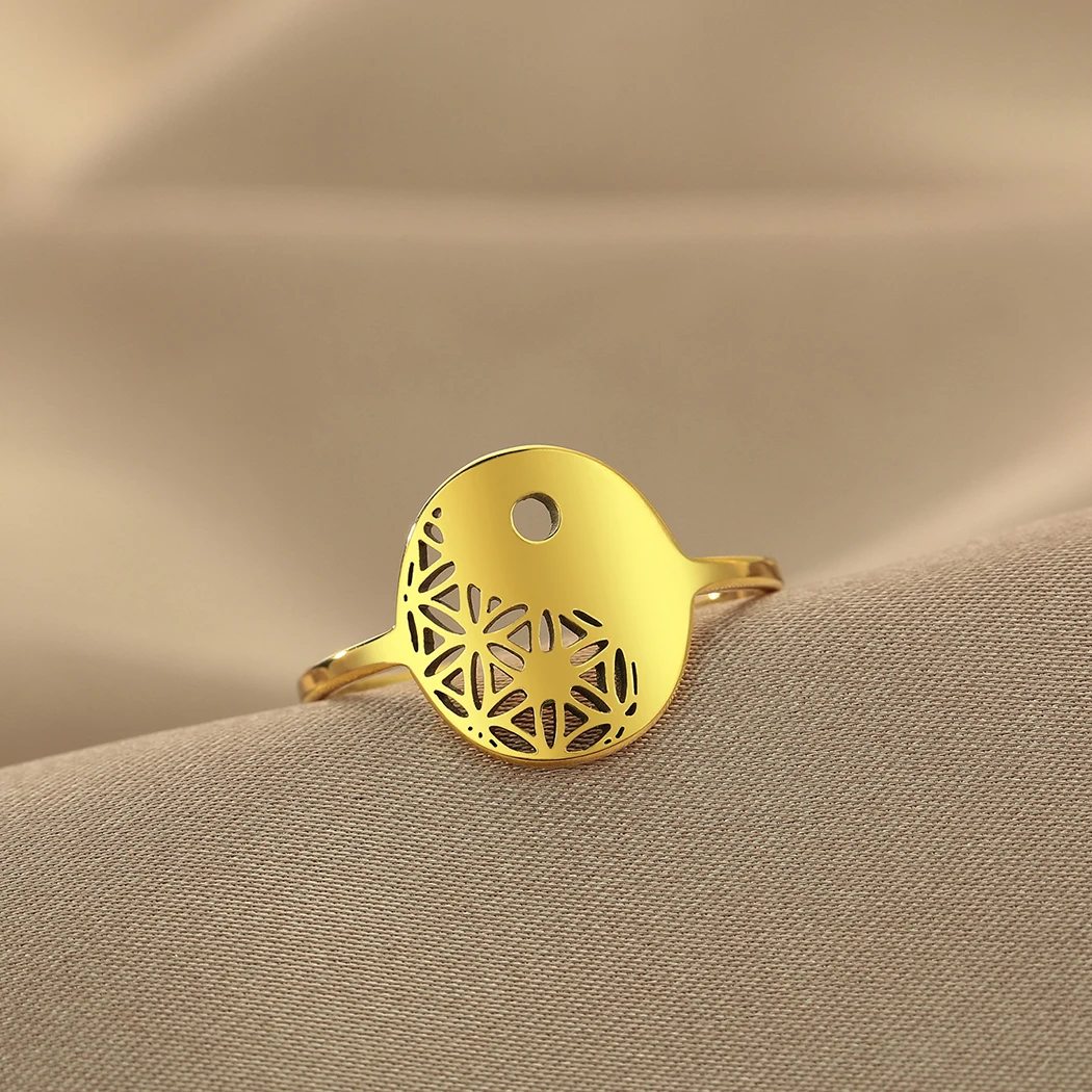 Женское составное кольцо Инь из нержавеющей стали геометрической формы в