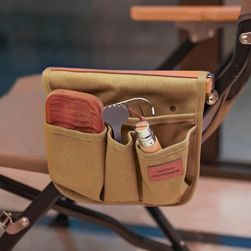 

Camping Chair Armrest Storage Bag Folding Chair Organizer Canvas Side Pocket Large Capacity Bag For Outdoor Camping Fishing