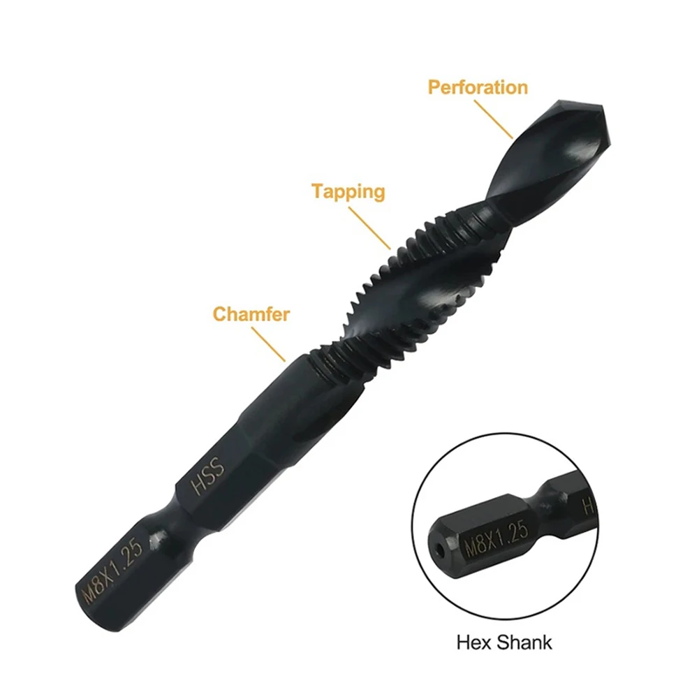 

6PCS HSS M3-M10 Drilling Tool Tap Drill With Threaded Cut Countersink Thread Kit Wood Plastic Aluminum Hand Tool Die Set