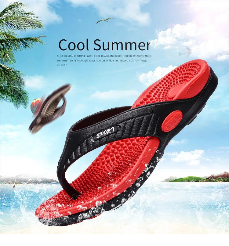 

2022 New Summer Breathable Beach Shoes Massage Flip-Flops Lightweight Soft Slippers