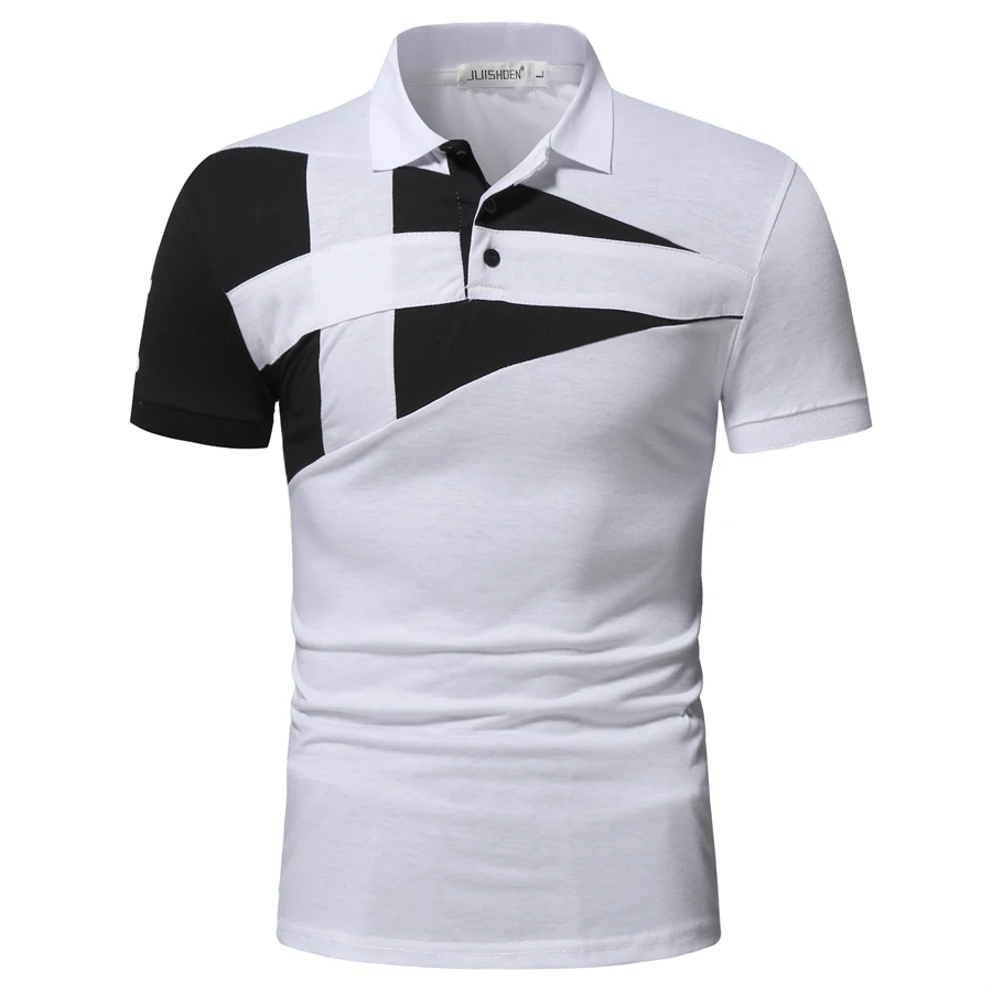

2022 New Contrast Color Lapel Short Sleeve T-Shirt Men's Fashion Breathable Casual Short Sleeve Top