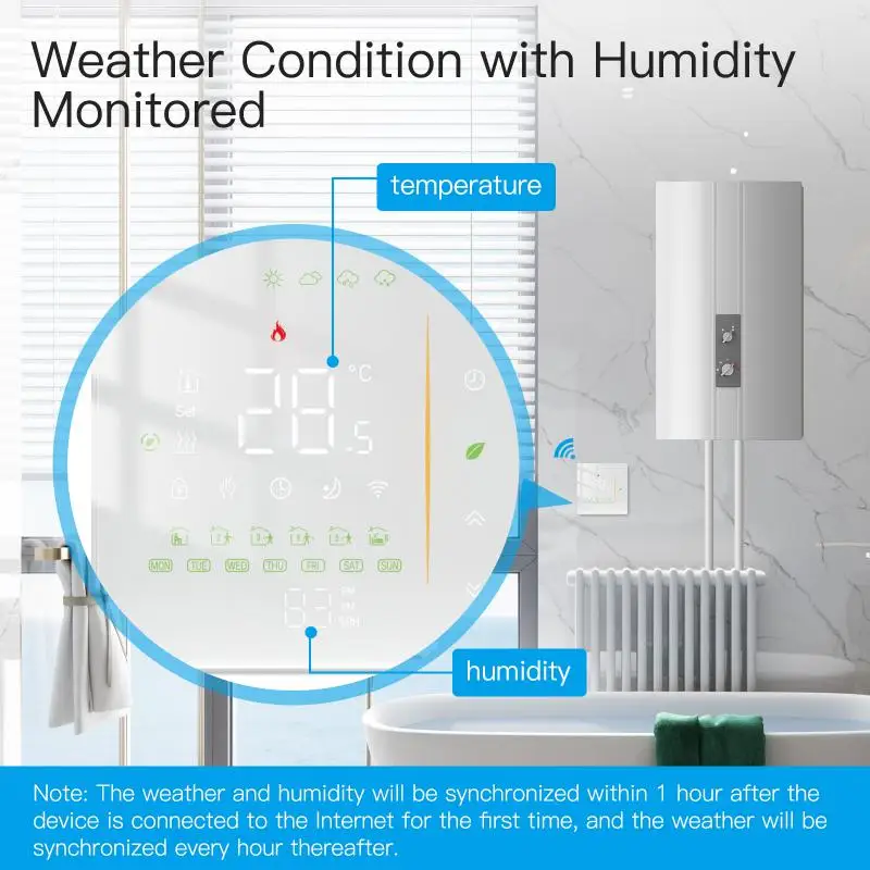 

CoRui Tuya WiFi Wireless Room Temperature Controller For Water/Electric Floor Heating Gas Boiler Thermostat Google Home Alexa