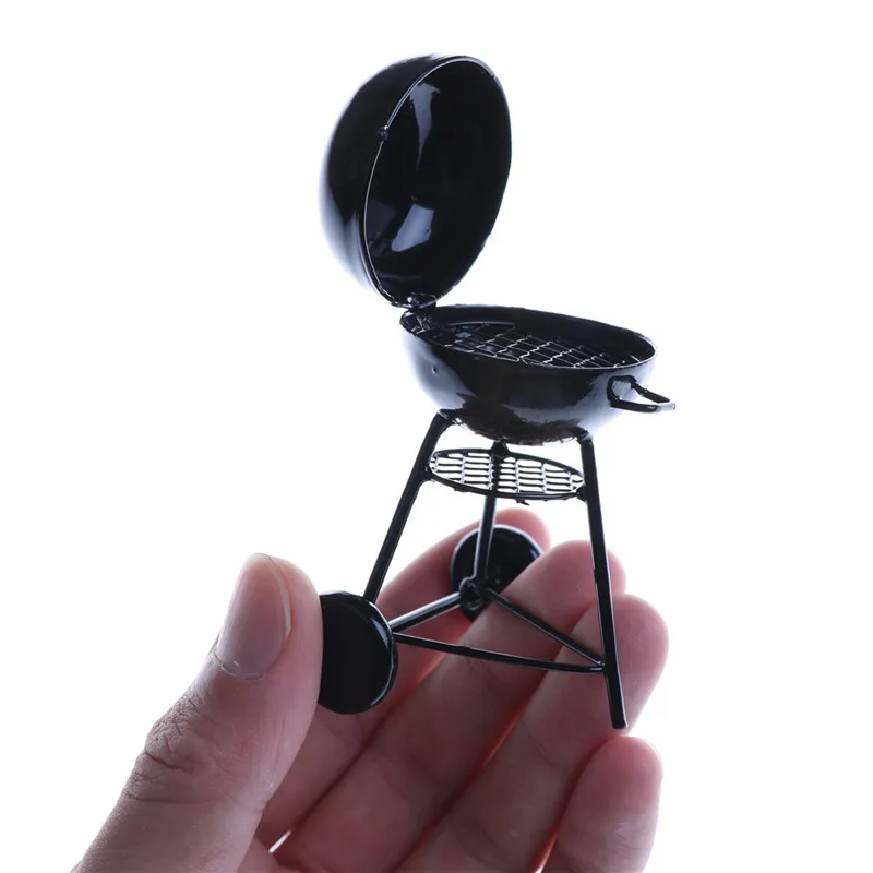 1:12 Dollhouse Miniature Black BBQ Grill Model Kitchen Accessories For Doll House Garden Outdoor Decor Kids Pretend Play Toys