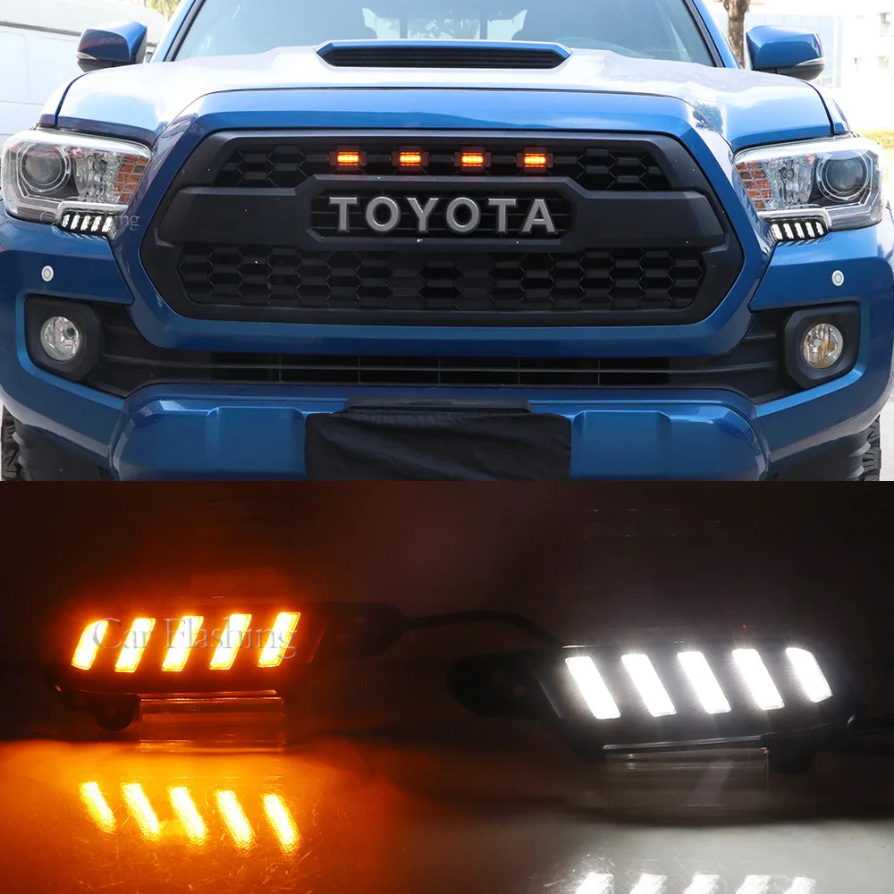 For Toyota models 16-20 Tacoma daytime running lights flowing turn signals headlights teary eyed fog