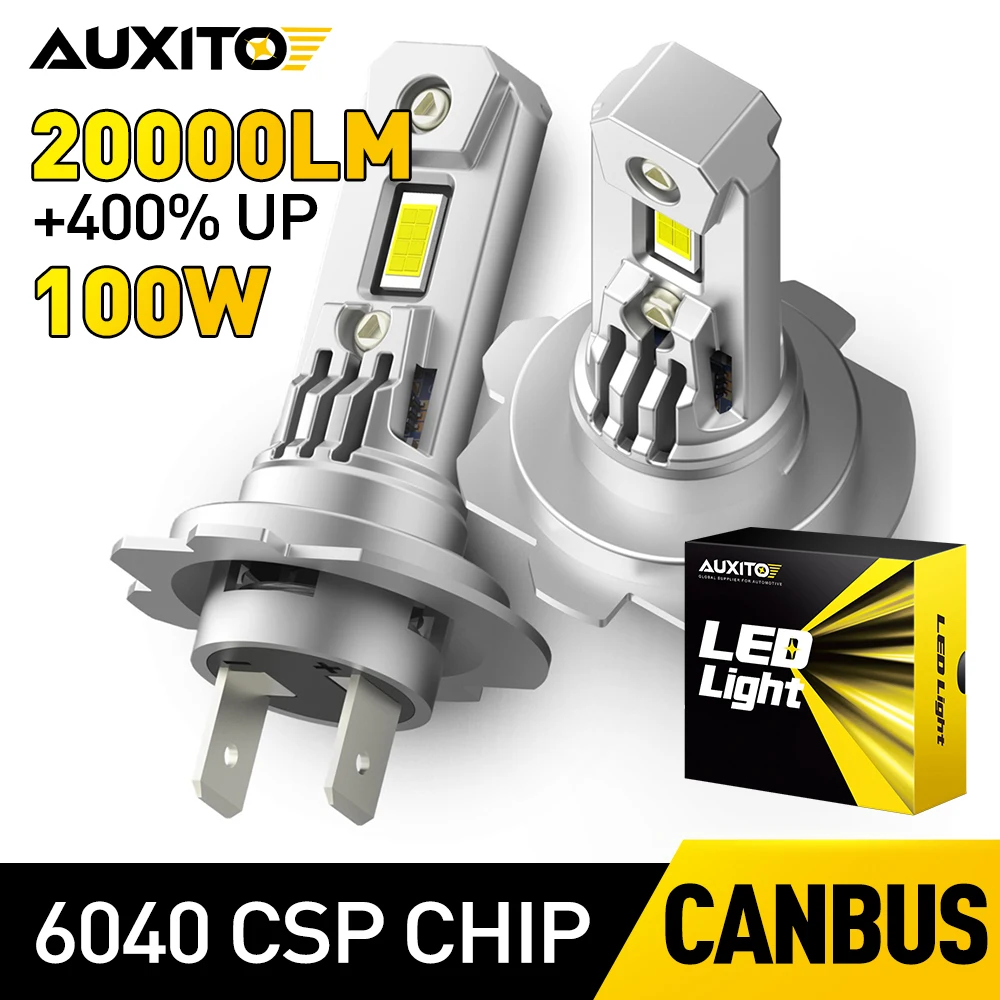 AUXITO 2Pcs Turbo H7 LED Canbus Car Lights 100W Headlamp No Error For Audi A5 A3 V8 Q5 A4 B8 A4 Ford Focus BMW E46 Opel Zafira B