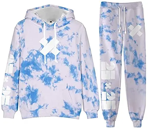 

Personality New in Sam and Colby XPLR Shatter Light Blue Tie Dye Merch Hoodies Men women Casual Fashion Sweatshirt