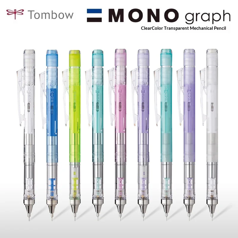 Фото Японский механический карандаш TOMBOW 0,3/0,5 мм, прозрачный цвет, студенческие канцелярские принадлежности с низким центром тяжести и функцией прессового/встряхивания свинцового сердечника №2