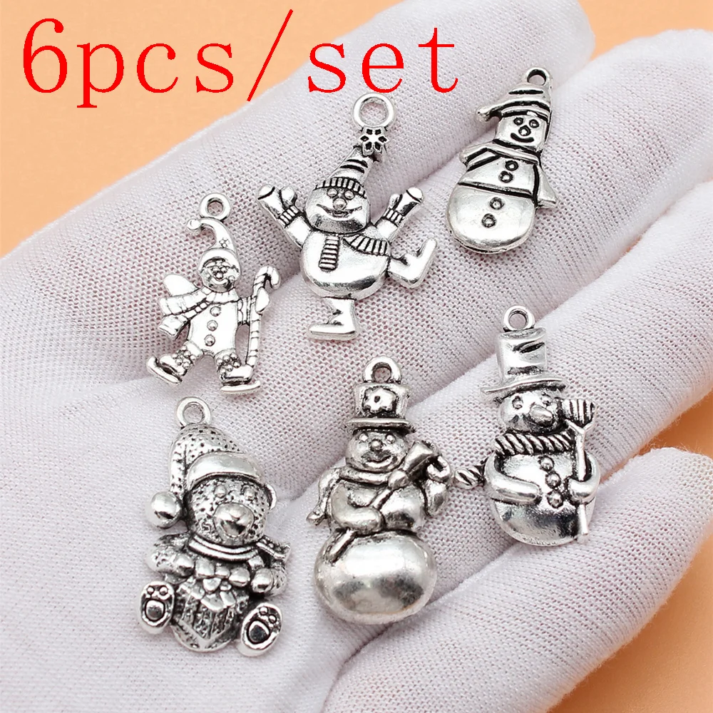 

Bulk Snowman Charms Accessories For Jewelry Jewelry Pendants 6pcs/set