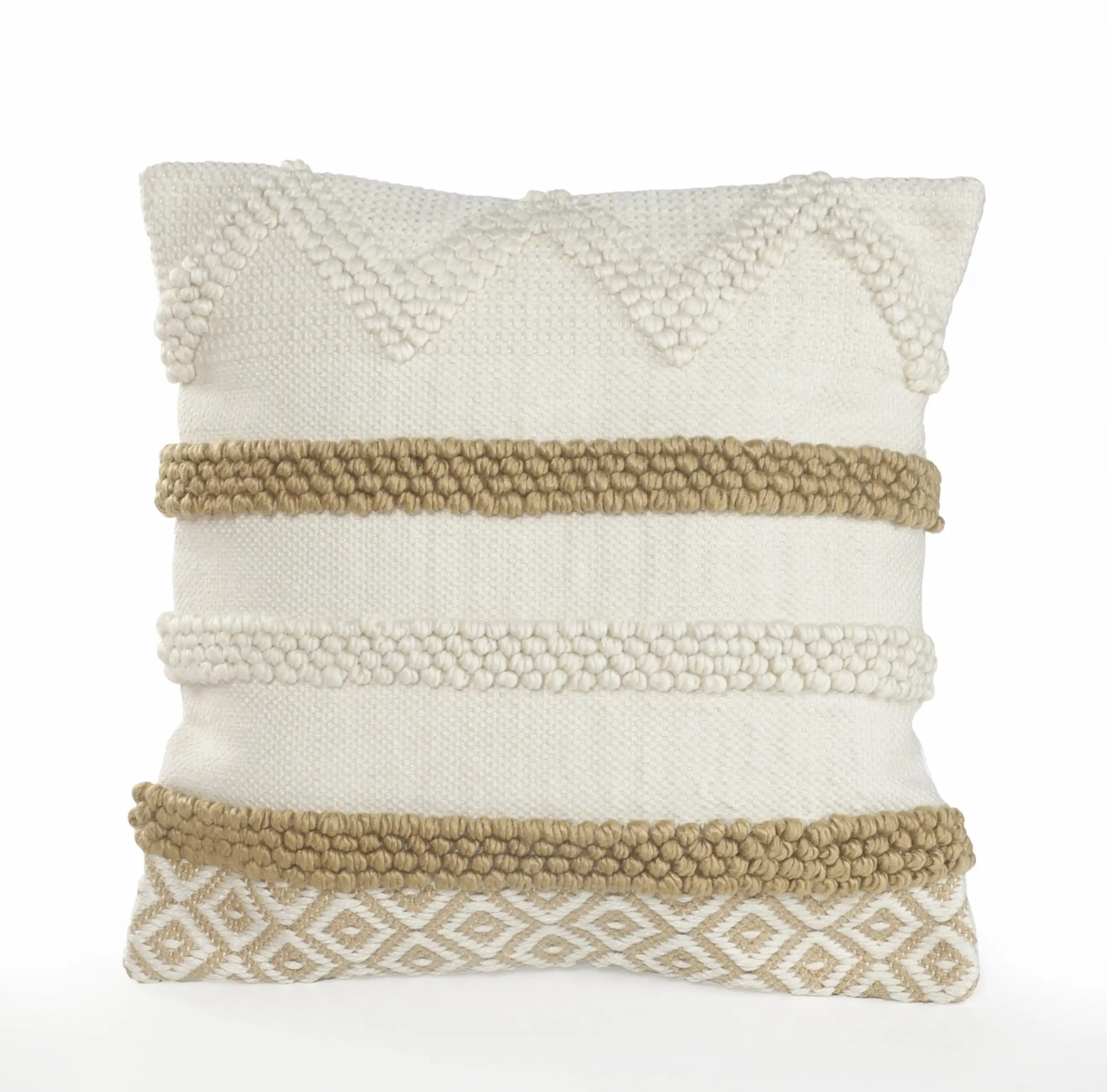

Neutral Textured Color Block Striped Throw Pillow - Beige / White 20" x 20"