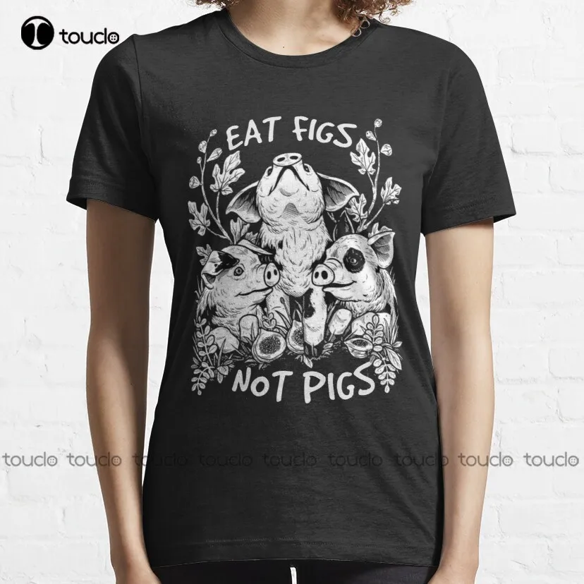Ешьте инжир, а не свиньи, веганский, растительный на основе, необходимая футболка, Пляжная рубашка на заказ Aldult для подростков, унисекс, модн...