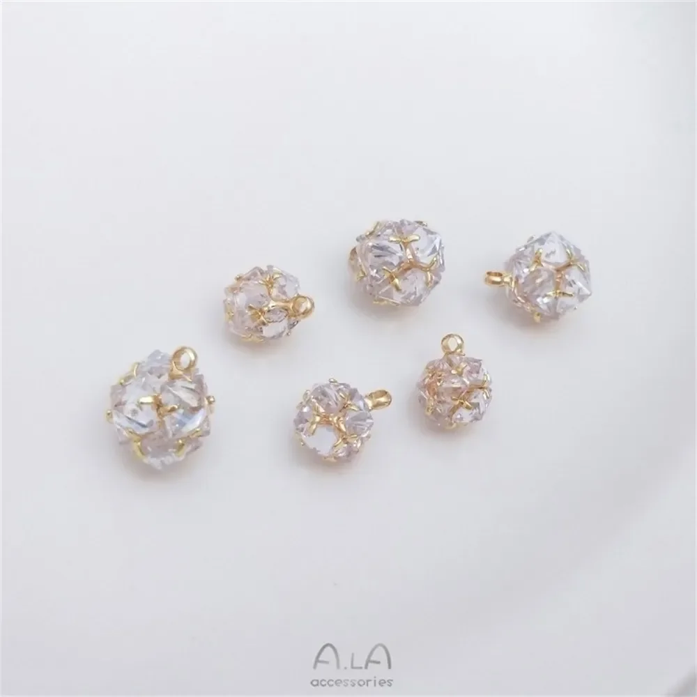 Новый кулон с бриллиантовым шаром 14-каратное золото инкрустированный цирконом в