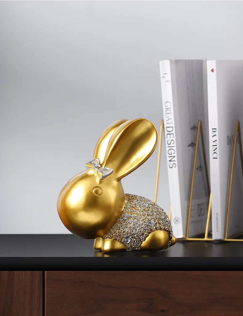 

Nordic golden shiny cute cute rabbit animal simulation resin crafts living room porch decoration ornaments