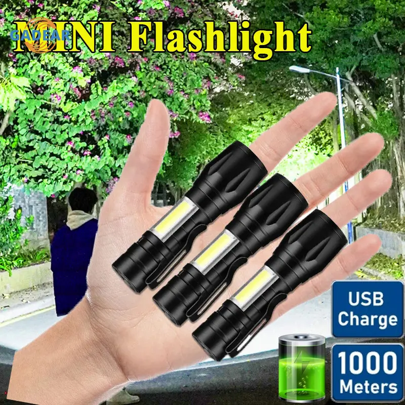 

Built In Battery XP-G Q5 Zoom Focus Mini Led Flashlight Torch Lamp Lantern 2000Lumen Adjustable Penlight Waterproof T6 Led Light