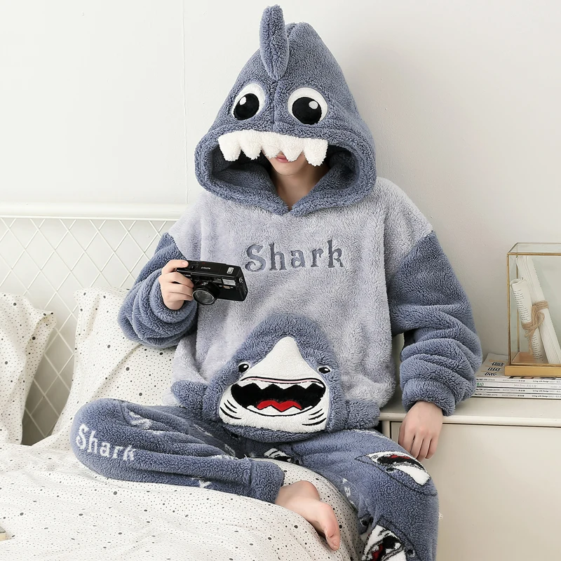 Зимние толстые плюшевые пижамы для мужчин