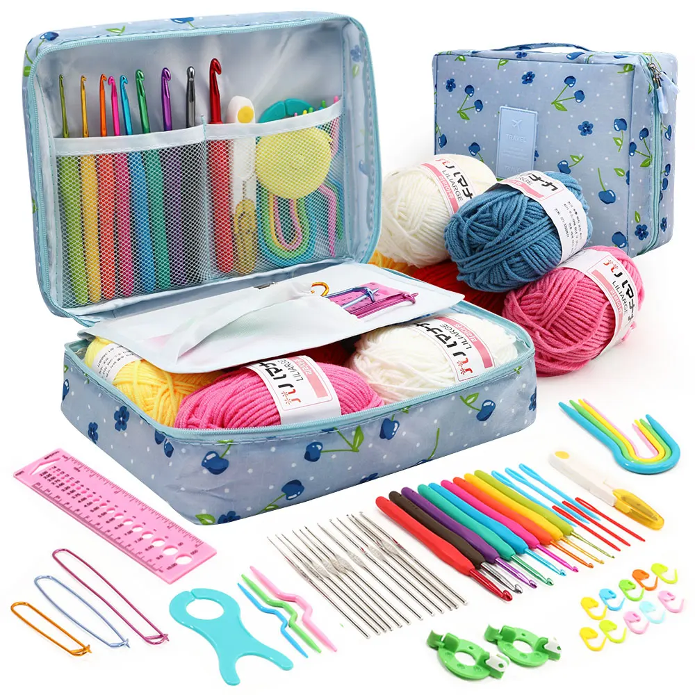 Купи KOKNIT 9 Styles Crochet Kit Lace Ceochet Hooks with Yarn Bag Colorful Crochet Needles Sewing Accessories Women Christmas Gift за 944 рублей в магазине AliExpress