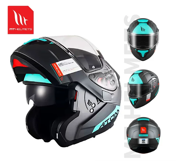 Фото Мотошлем Hot Flip Up Helmet Motorcycle Mt Atom Sv M-4XL с двойным визором, варианты цветов, оригинальные шлемы для мотокросса, корпус из ABS, Casco Moto №3