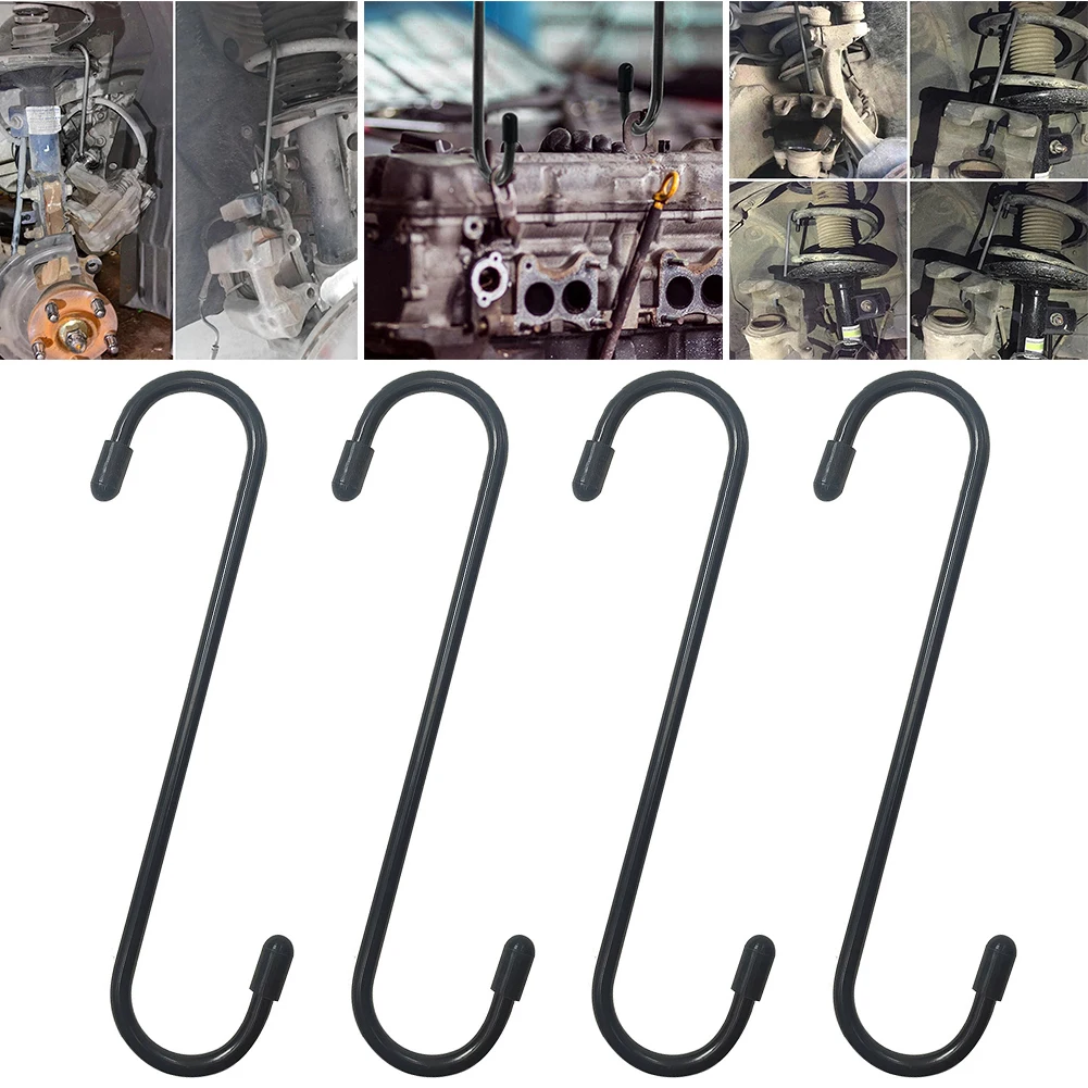

4pcs Brake Caliper Hooks Hangers With Rubber Tips Automotive Repair S Shape Hook Brake Bearing Axle Suspension Tool