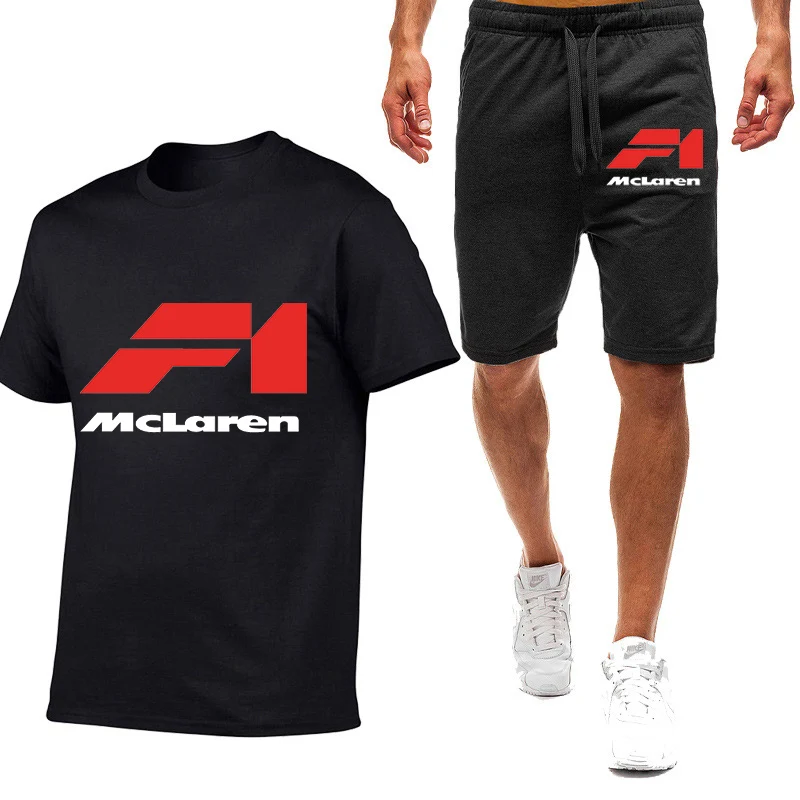 

2022 Summer New Men McLaren Shirts Short Sleeve Shorts Suit Male Fashion Cotton Tops Casual Comfortable Sport T-Shirts Suit