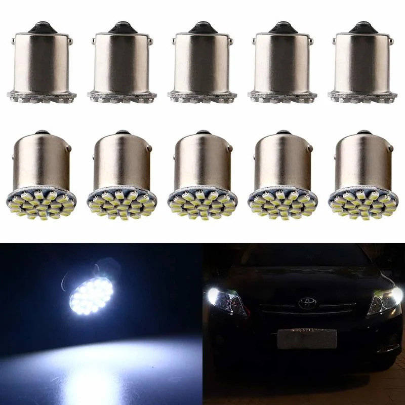 

10 шт. Белый 1156 BA15S 22SMD P21W светодиодный стоп светильник сигнал Авто индикатор поворота лампочки босветильник свет стояночные огни 12 В