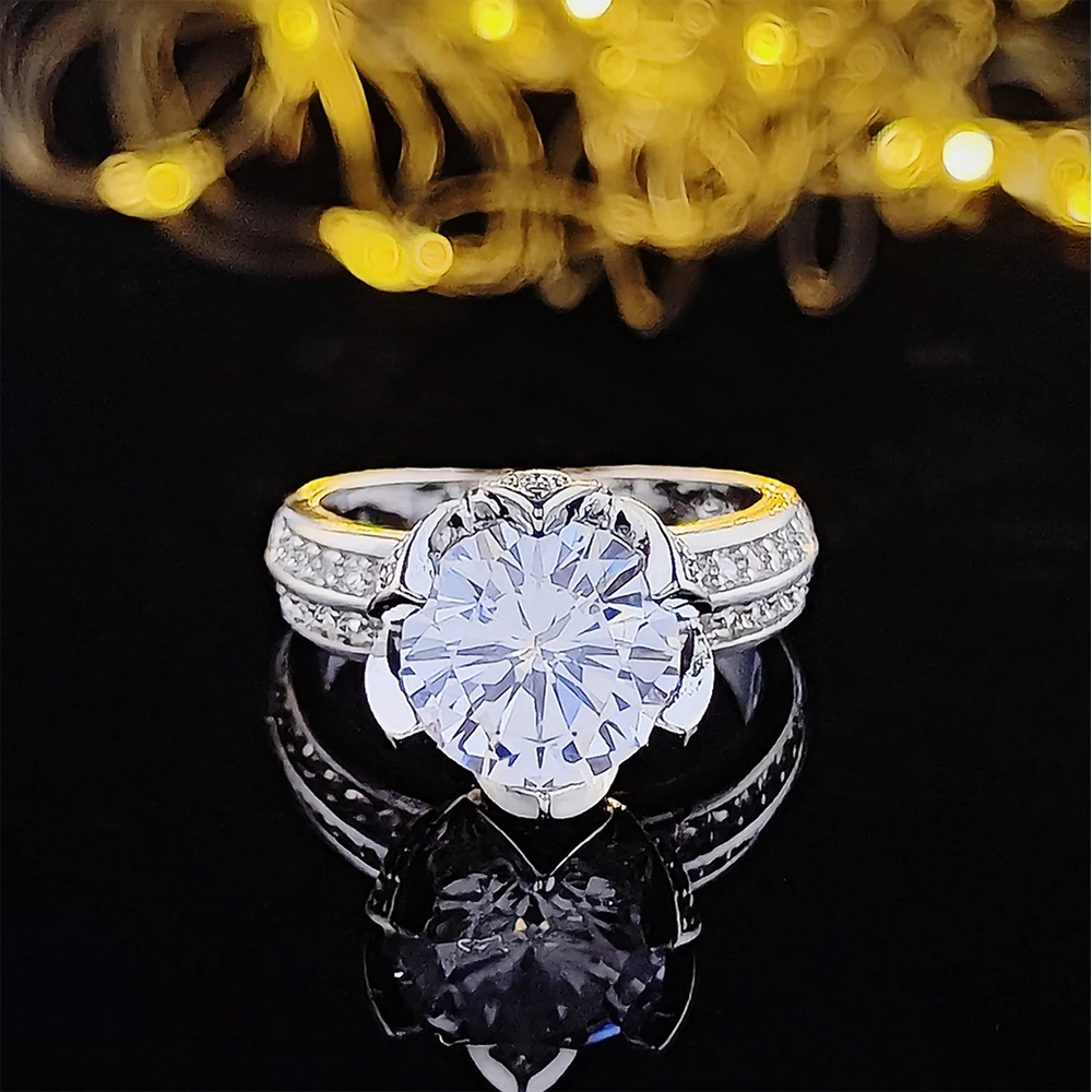 

2022 New Arrival Luxury Lotus Engagement Ring for Women Anniversary Gift Jewelry Wholesale R7187