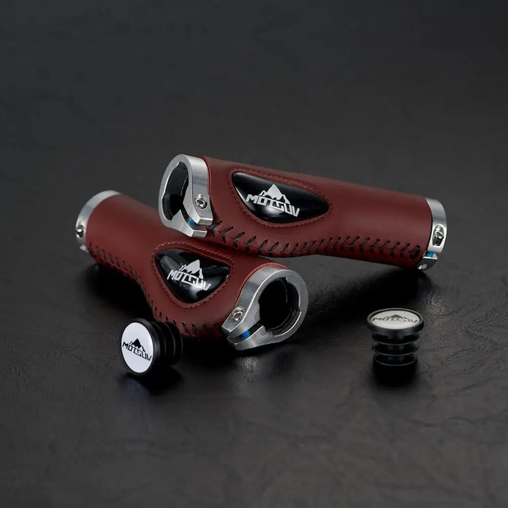 

1 Pair Bicycle Handlebar Grips Sewing Design Anti-slip Double Lock Ring Silicone Shock Absorption Handle Grips Bicycle Supplies
