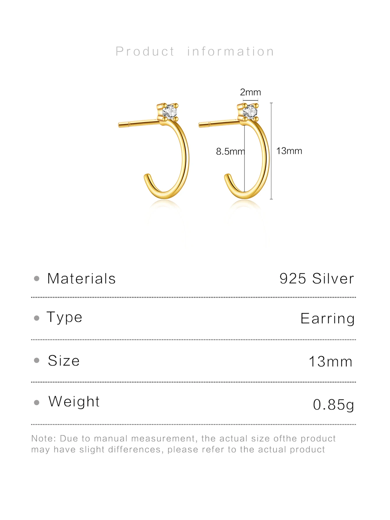 Женские серьги-кольца из серебра 100% пробы с фианитами