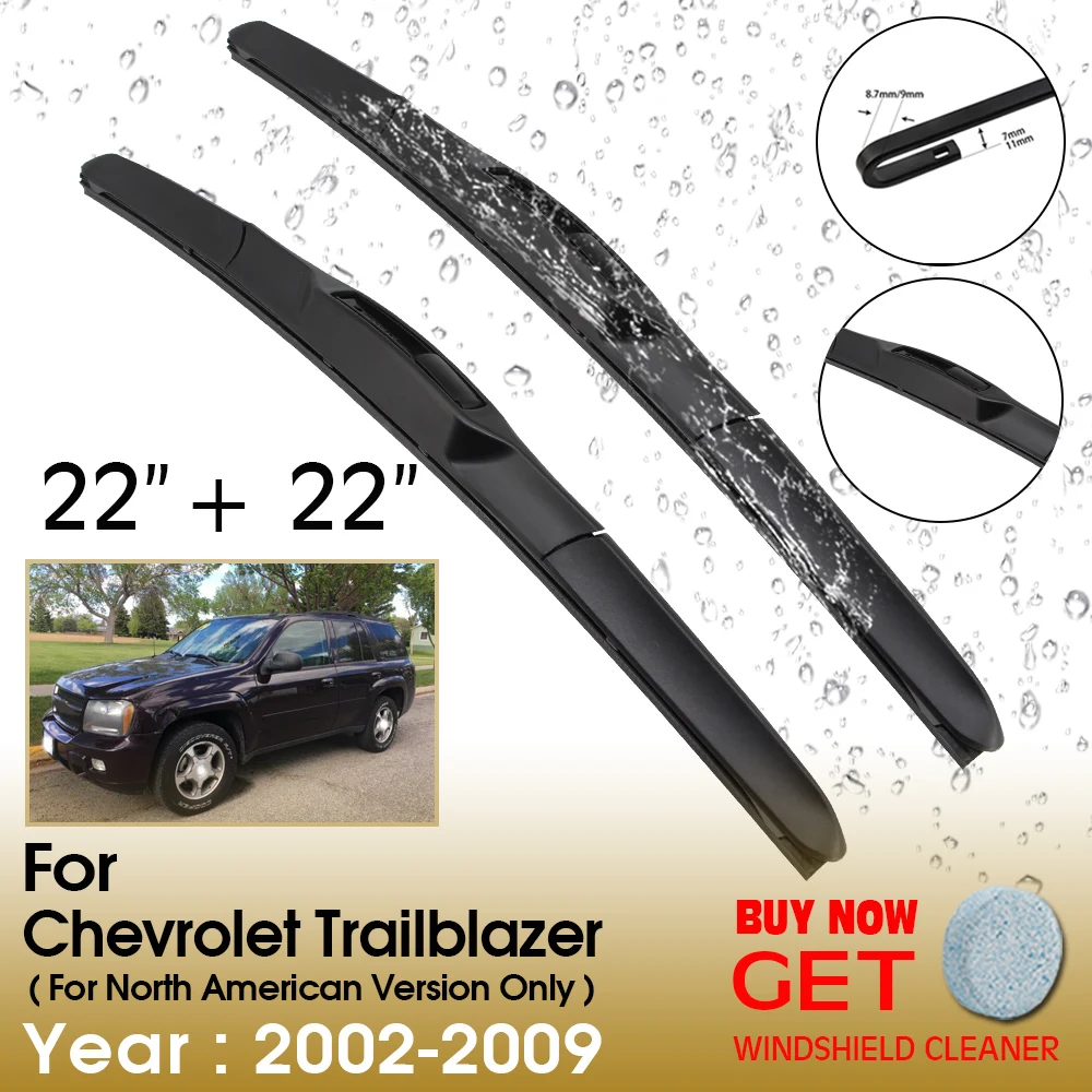 

Car Wiper Blade For Chevrolet Trailblazer 22"+22" 2002-2009 Front Window Washer Windscreen Windshield Wipers Blades Accessories