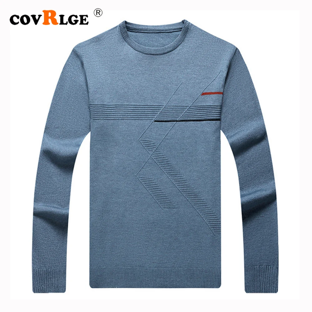 

Осенний мужской свитер Covrlge, новый жаккардовый Вязаный топ с круглым вырезом, повседневный теплый мужской топ с длинными рукавами для мужчин среднего возраста, MZM194