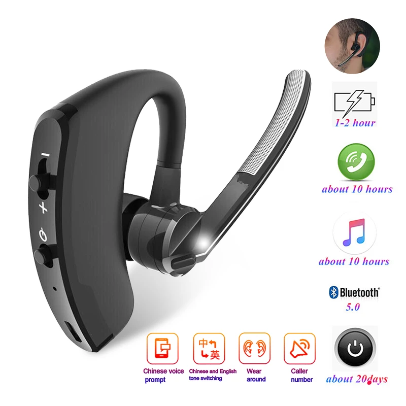 

V8 rtSpo Blutooth Earphone Wireless Stereo HD Mic Headphones Bluetooth Hands In Car Kit With Mic For iPhone Samsung Huawei Phone