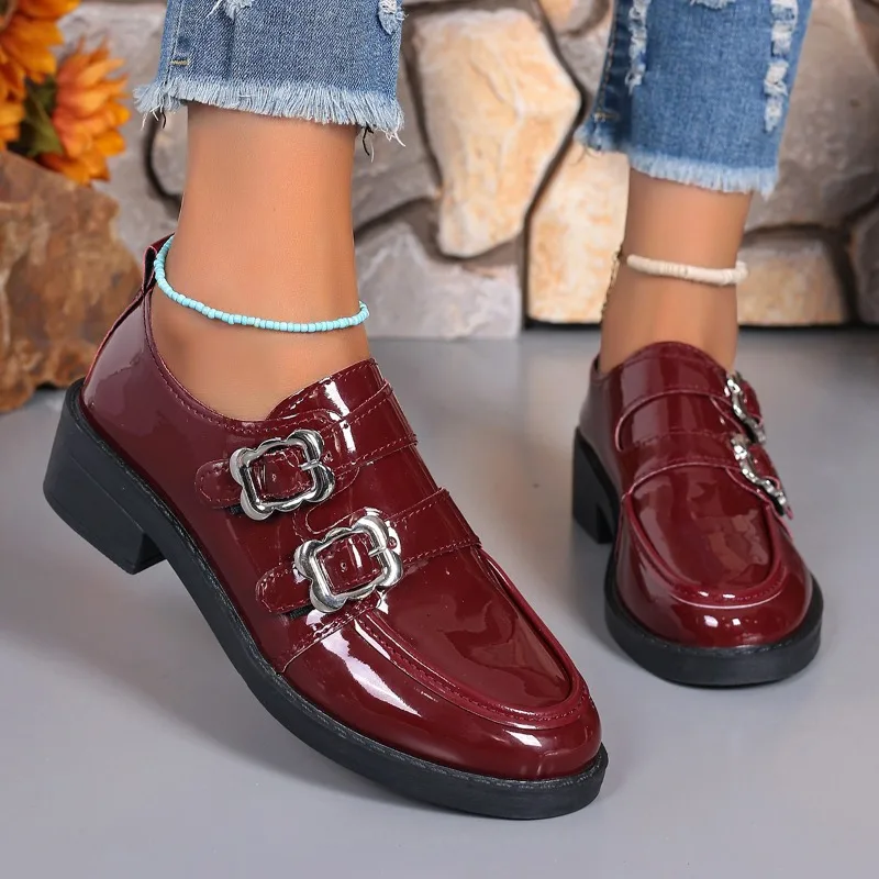 Модные весенние туфли для колледжа на массивном каблуке женские туфли-лодочки из