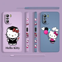 anime hellokitty girl for xiaomi redmi k50 gaming 10x 9 9a 9t 9at 8 8a 7 6a 5a 4x pro 4g 5g liquid left rope silicone phone case